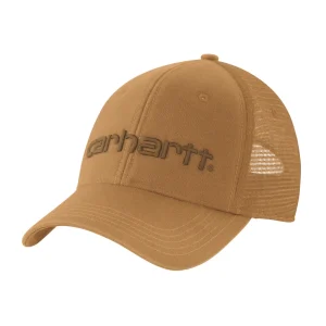 Boné unissexo Carhartt Canvas Mesh-Back Logo Graphic em Castanho