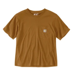T-Shirt de mulher com manga curta Carhartt Loose Fit Lightweight Crewneck em Castanho