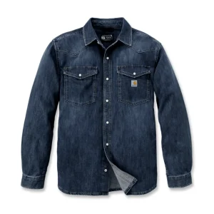 Camisa de ganga com de manga comprida para homem Carhatt Relaxed Fit Midweight Montana em azul
