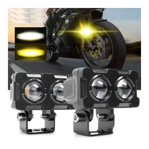 Faróis Auxiliares LED Duplos Bicolor - Branco e Amarelo 60W