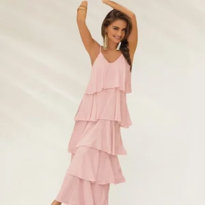 Vestido Longo Rosa Pálido